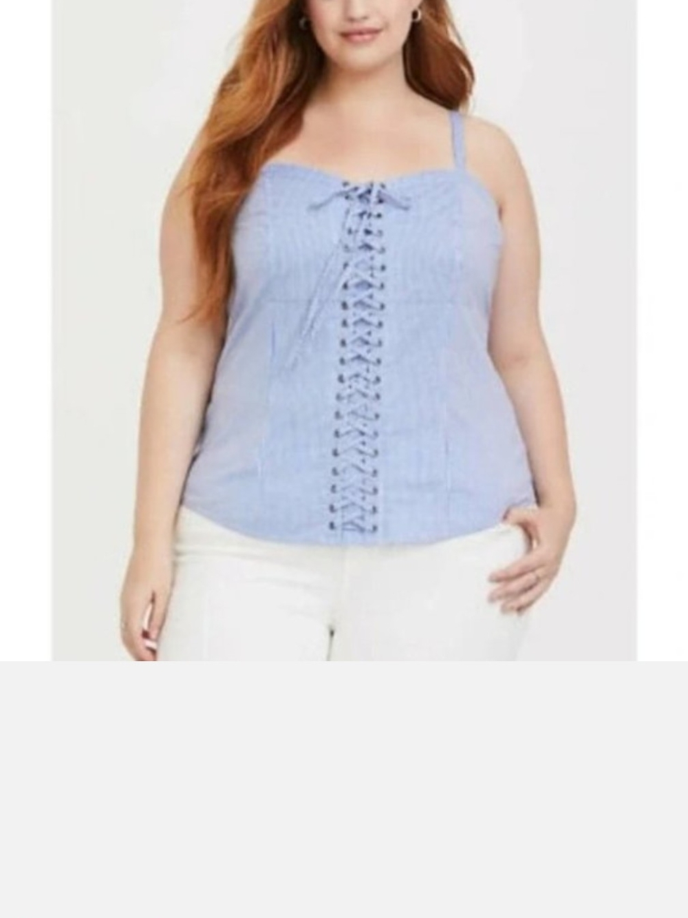 Torrid Striped Blue and White Spaghetti Strap Women's Top Size 1, like new.